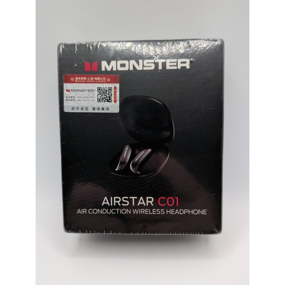 Monster Airstar C01 Air Conduction Wireless Headphones Earphones Black Sealed
